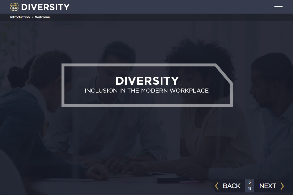 Course welcome screen