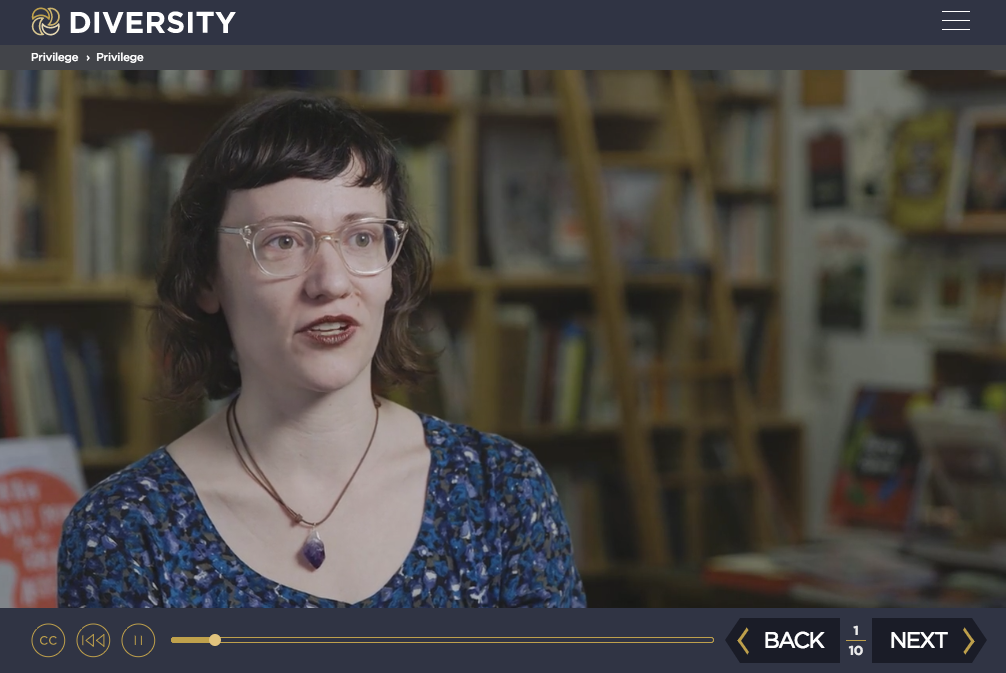 Captioned interview video screen