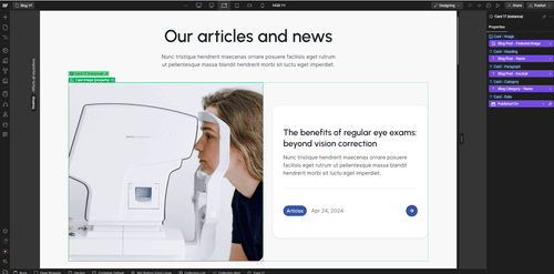 Optic X Webflow Template And UI Kit CMS Content