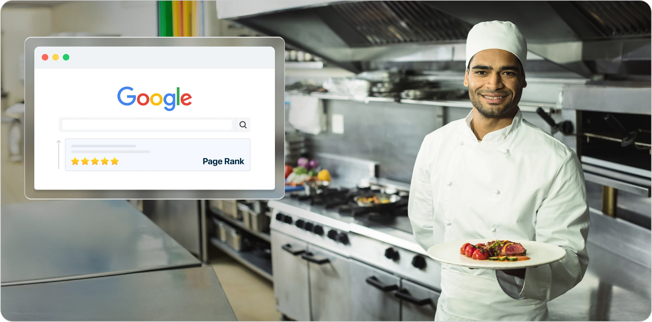 chef happy presenting his dish