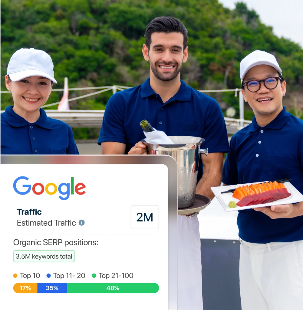 waiters happily serving food