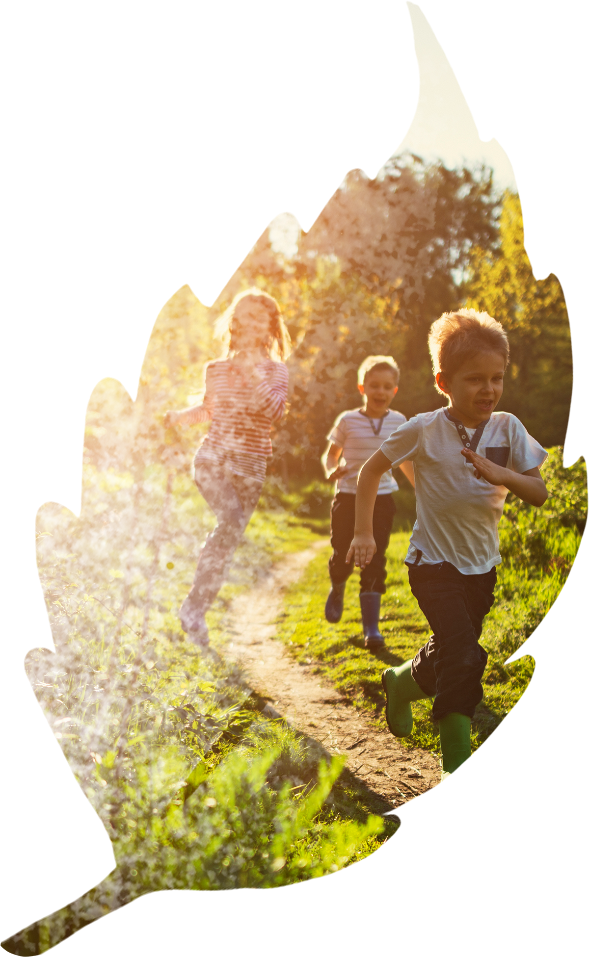 kids running on a trail in the sun