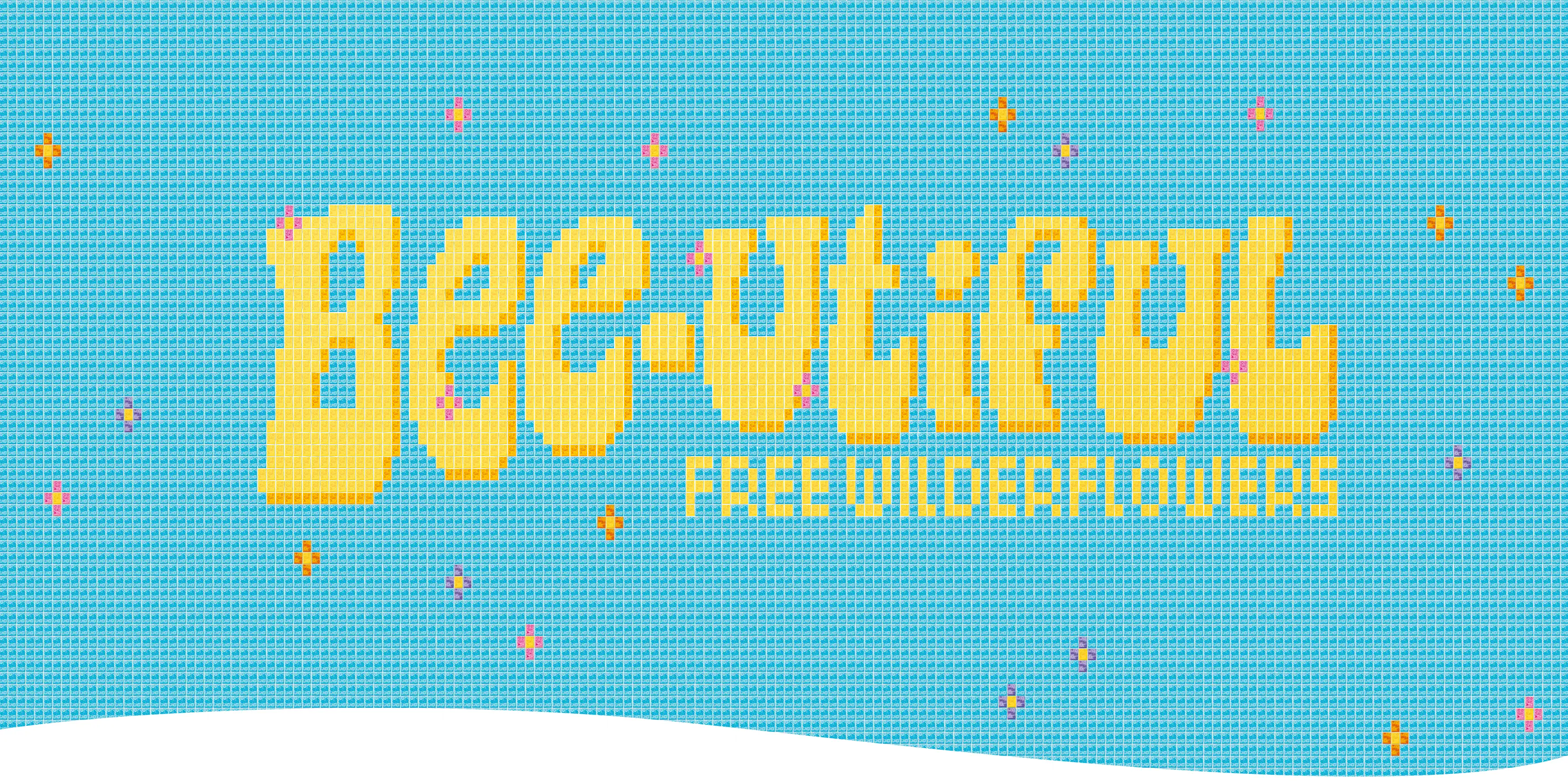 image made out of wildflower packets with a light blue background. Type on top that reads "Bee-utiful Free Wilderflowers" surrounded by small flowers