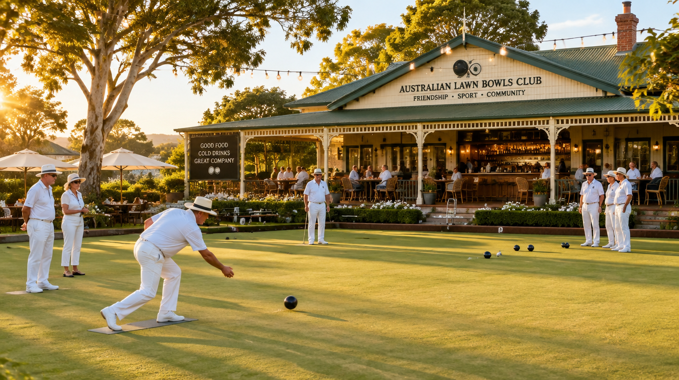 Outdoor lawn bowls club venue