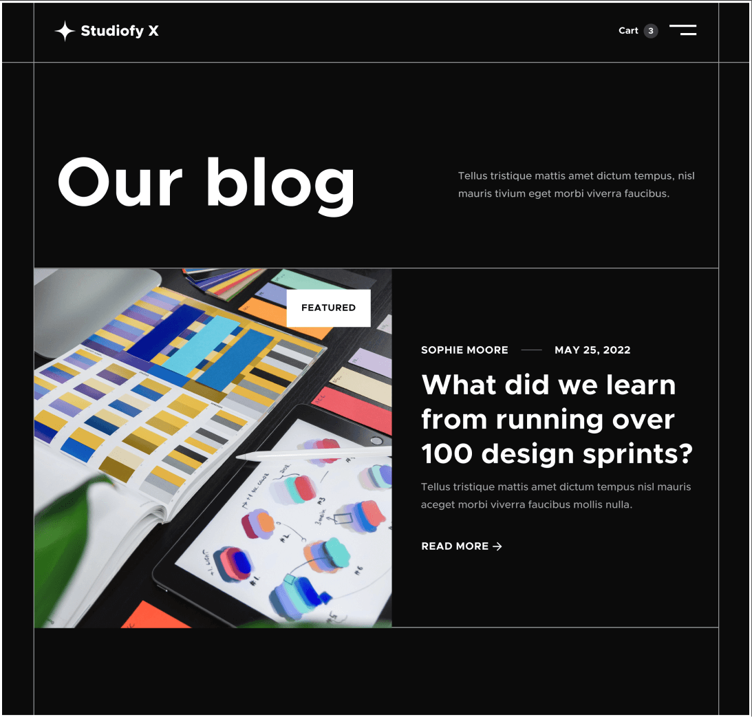 Studiofy X - Blog page - Design Studio Webflow Template