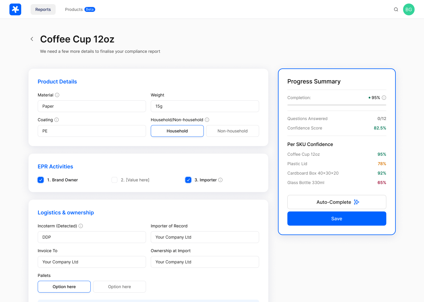 project dashboard ui