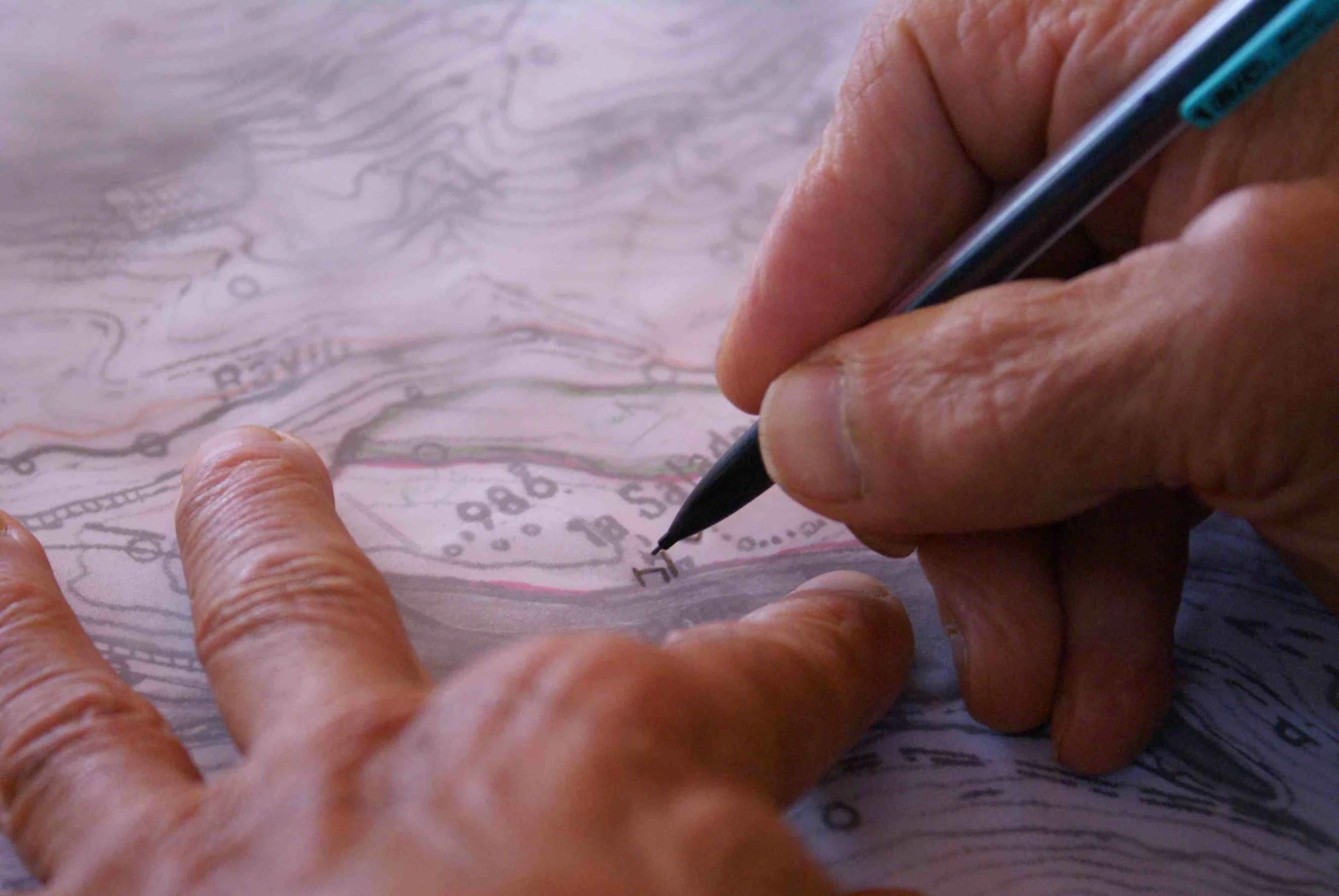 Photo d'une personne entrain de faire un schéma de permaculture.
