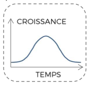 Un schéma qui montre une évolution de la croissance des plantes dans le temps.
