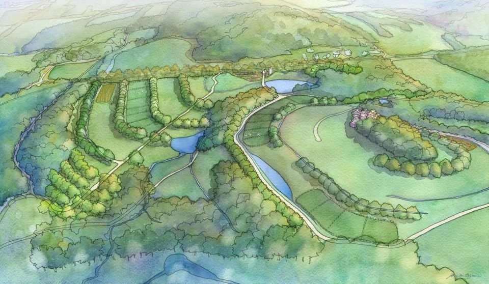 Schéma d'un keyline design en agriculture régénérative.