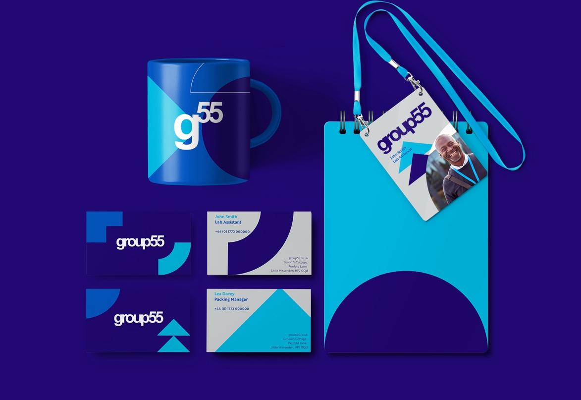 A group of corporate identity itemsAI-generated content may be incorrect.