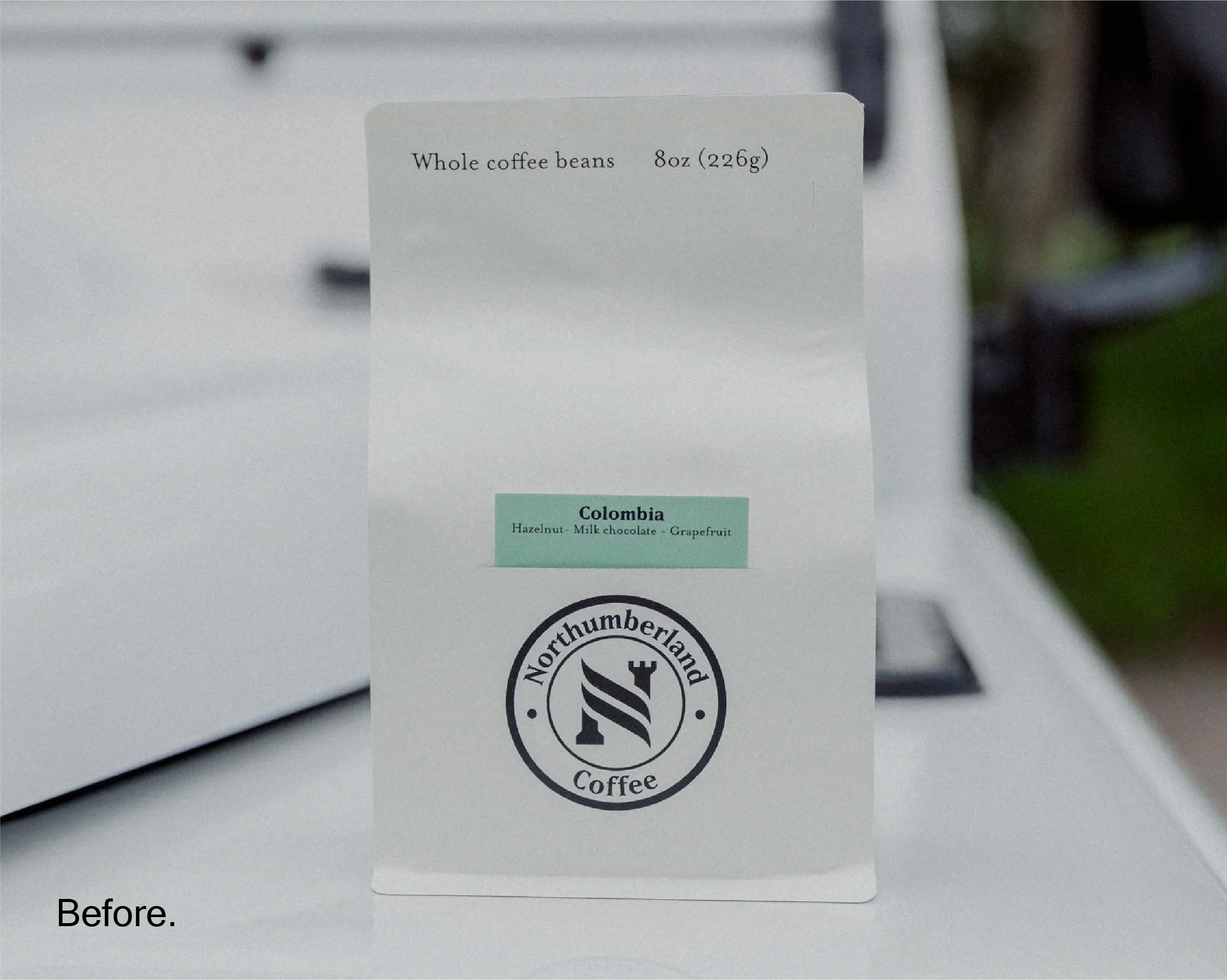 Before image of Northumberland Coffee’s original packaging, showing the pre-rebrand design prior to OurCreative’s brand identity and packaging update.