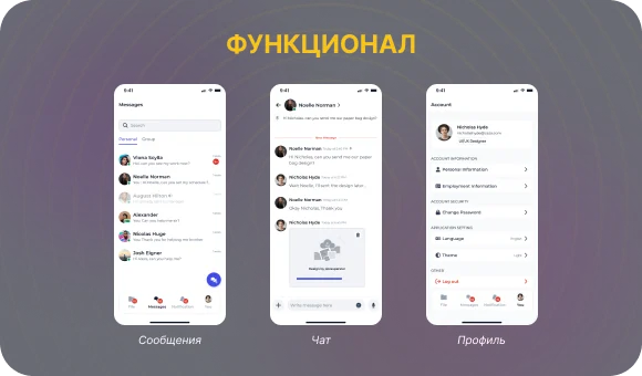 Функционал мессенджера