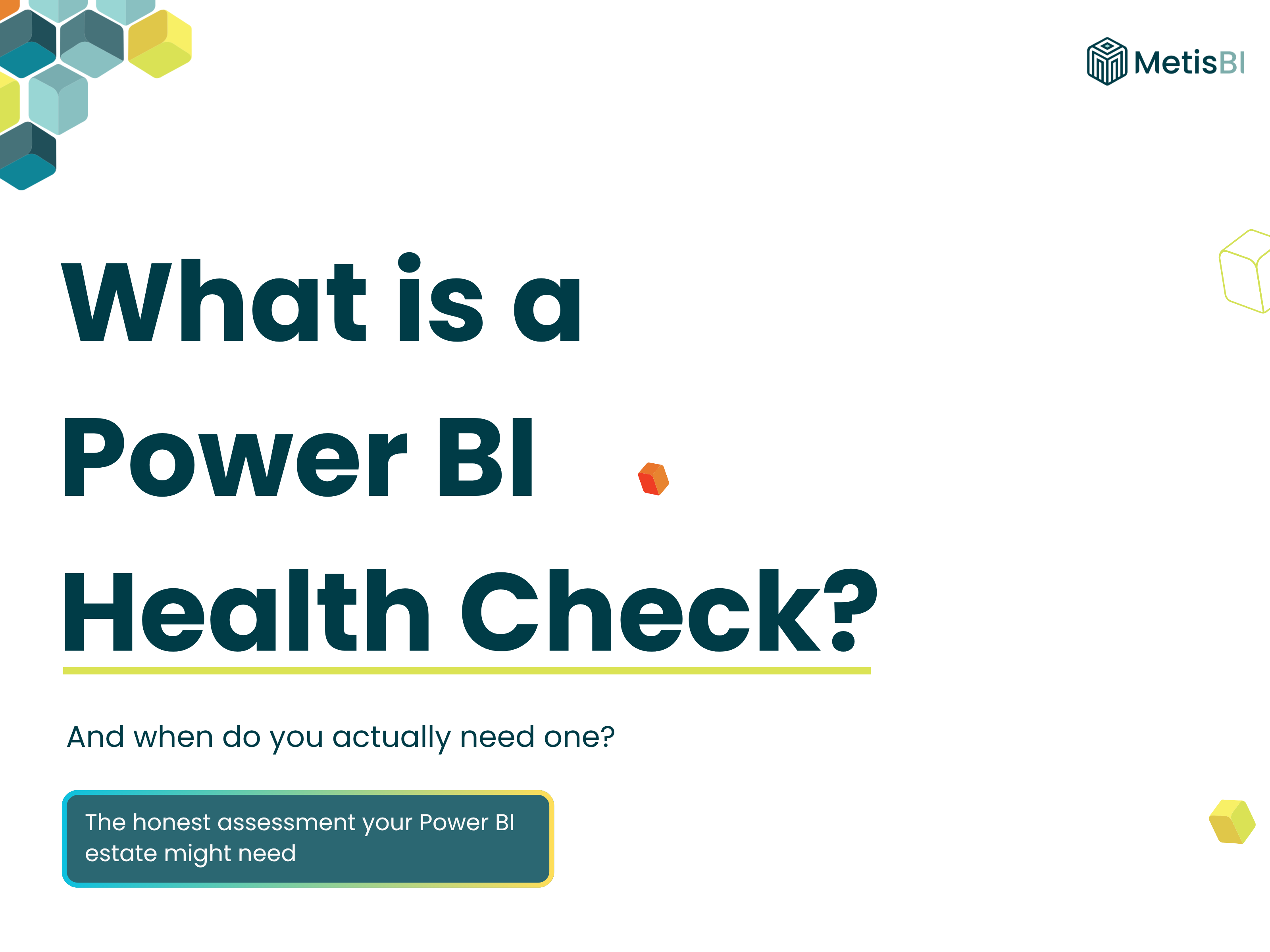 Metis BI thumbnail for Power BI Health Check blog post with estate health pulse graphic