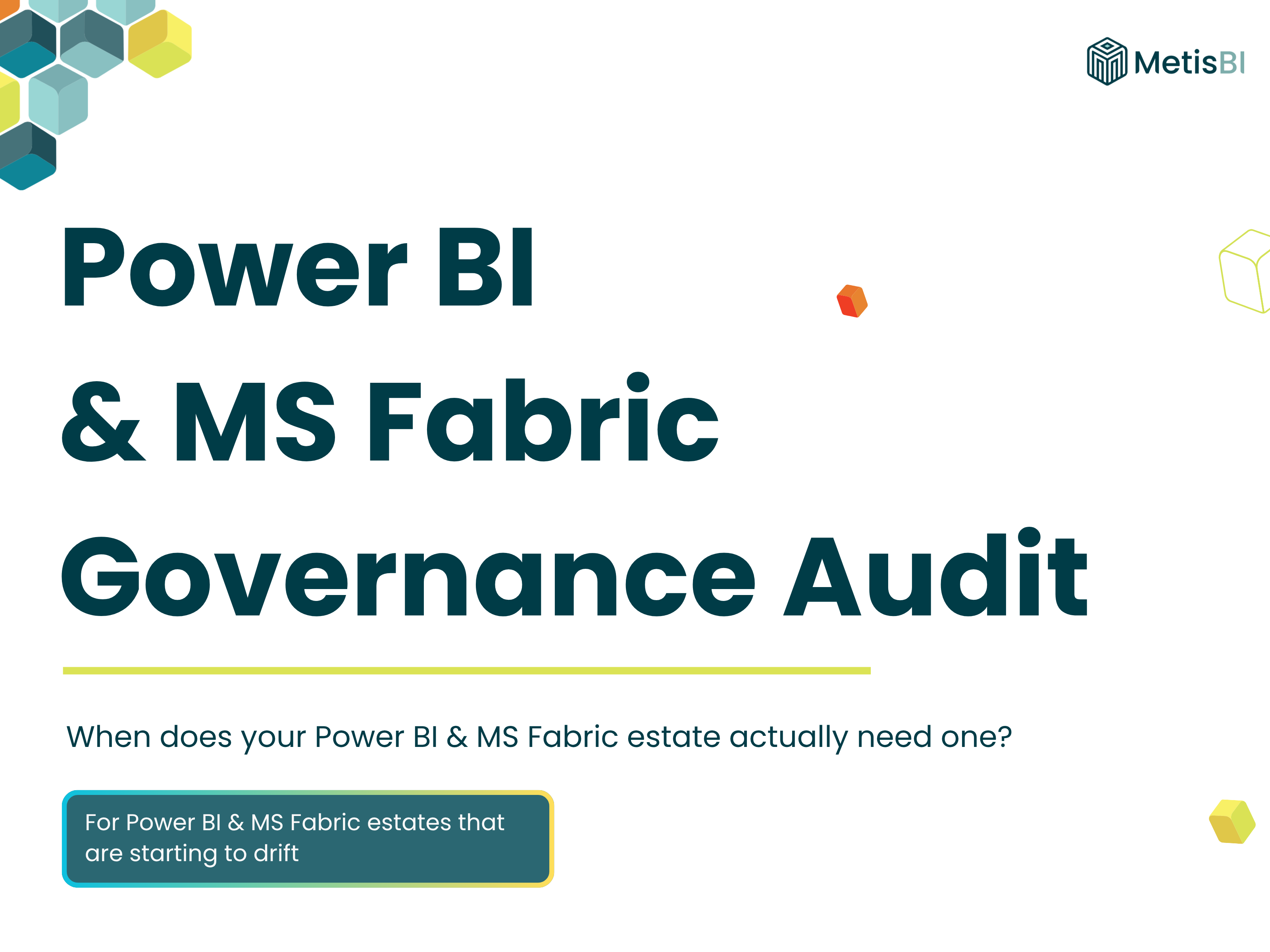 Power BI Governance Audit thumbnail explaining when a Power BI estate needs a governance review across Fabric, Copilot, security and trust.
