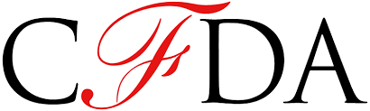 CFDA logo with a stylized red letter F.