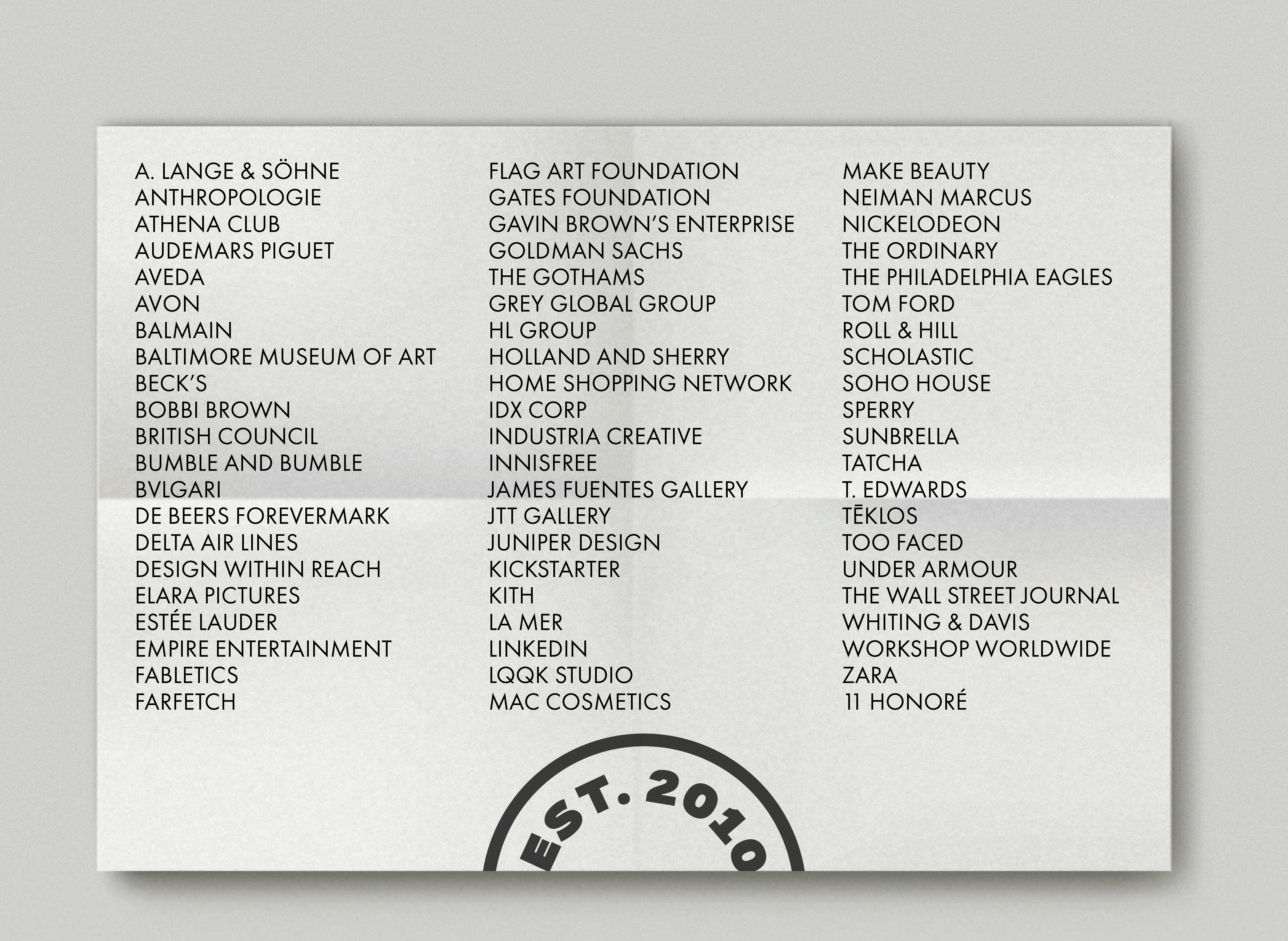 List of Clients and Collaborators