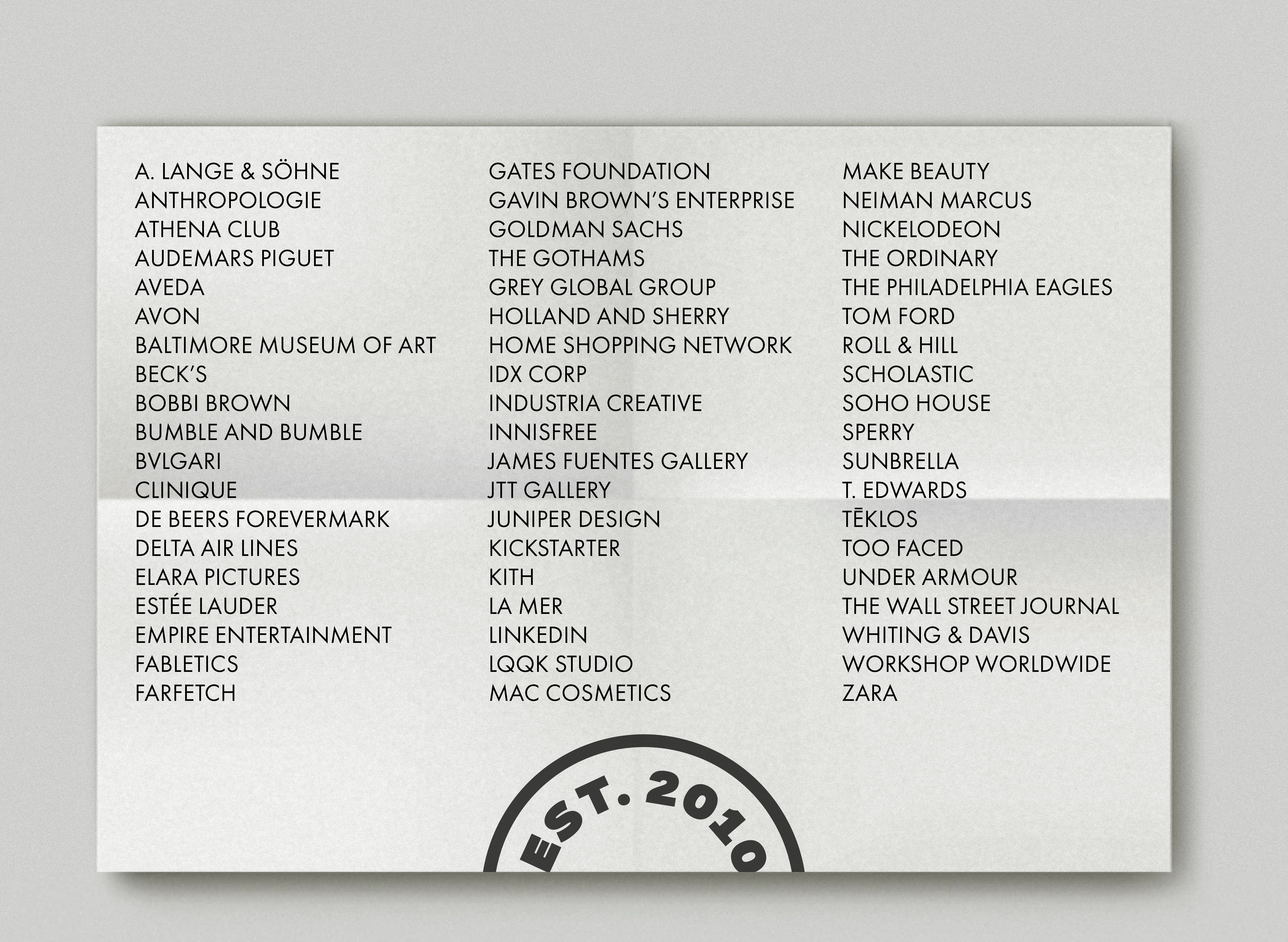 List of Clients and Collaborators