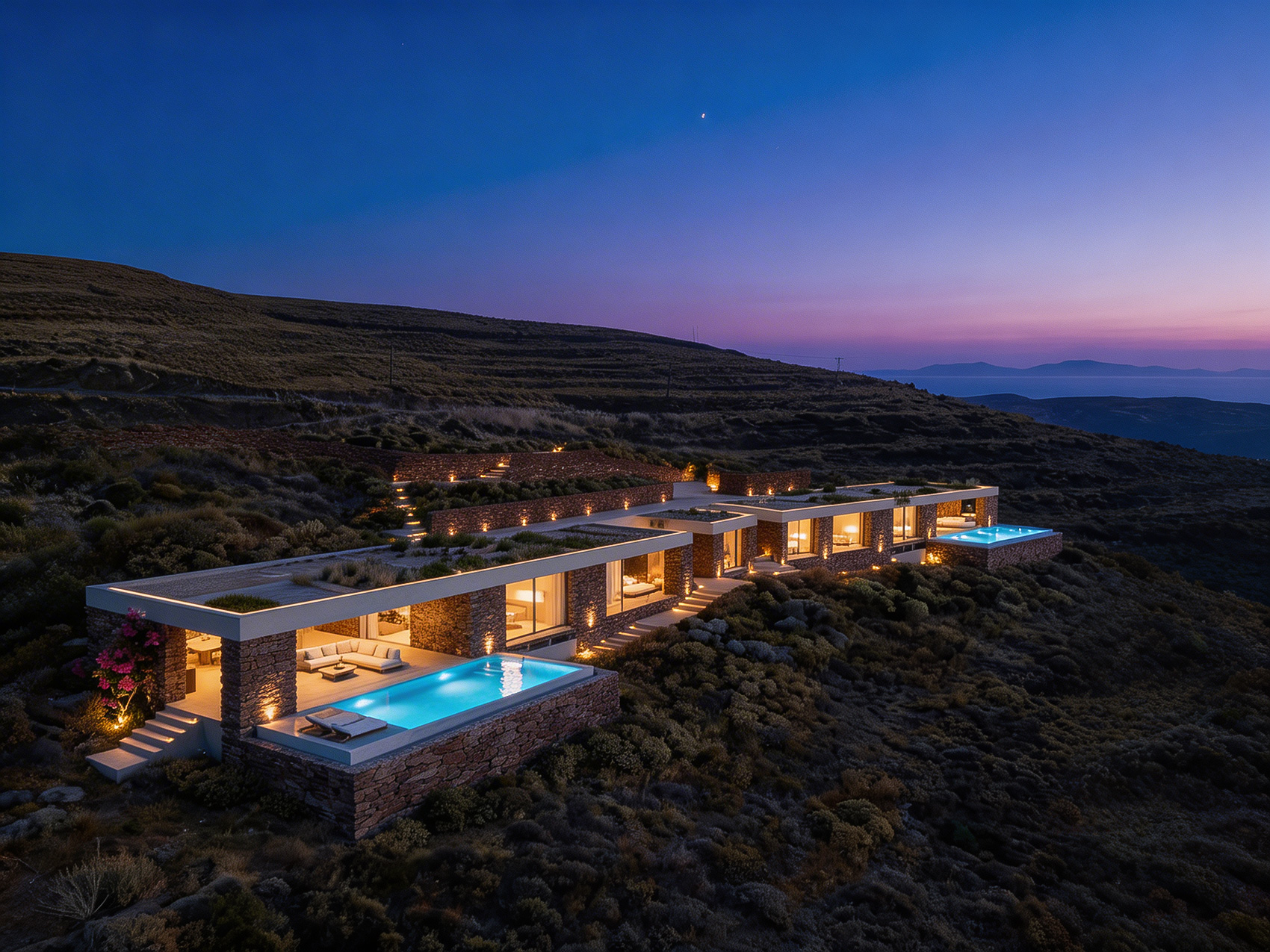 Luxury villas for sale in Kea Greece | two aegean villas with pools