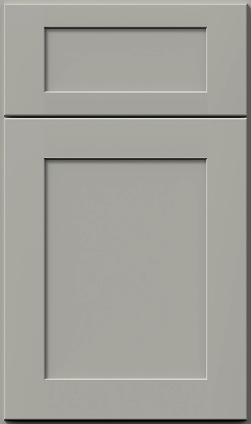 Light gray Shaker-style cabinet door with a recessed panel design.