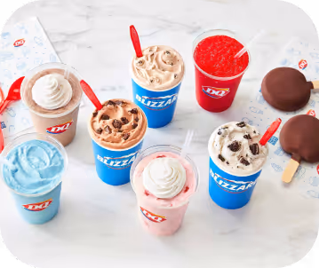 birds eye view shot of different blizzards that DQ has to offer