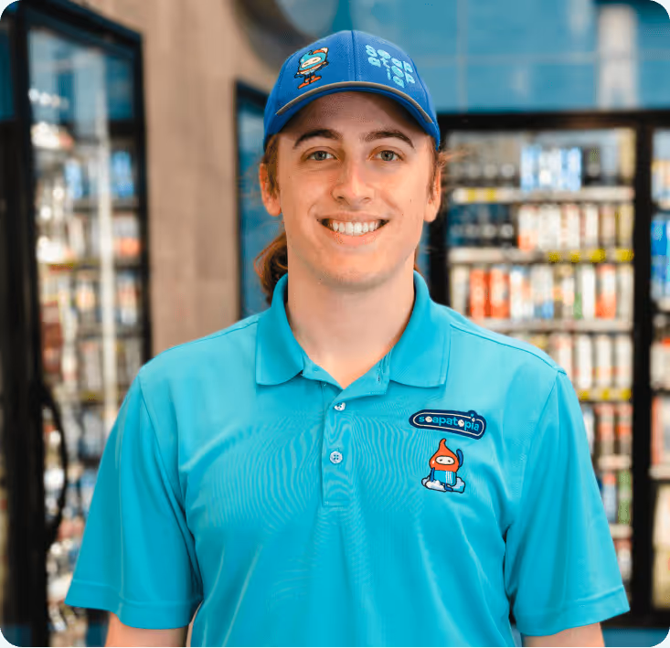 portrait shot of a male employee who works for Soapatopia