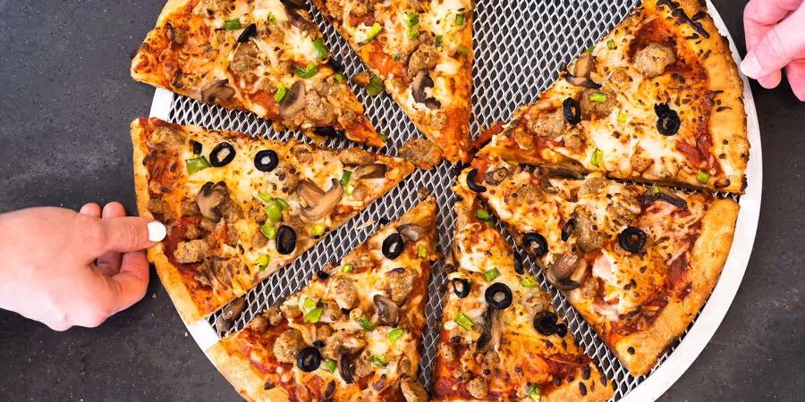 close up of a veggie pizza