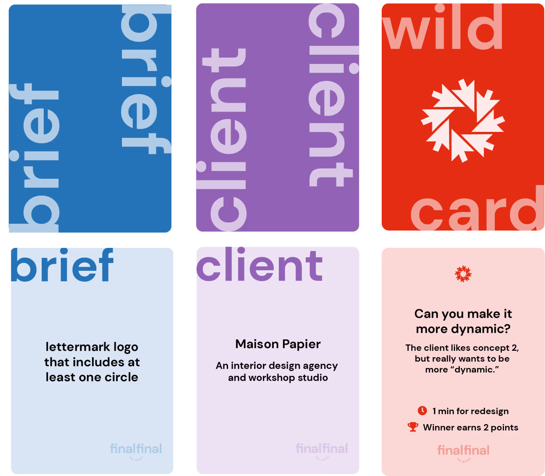 FinalFinal: The Game playing card designs.