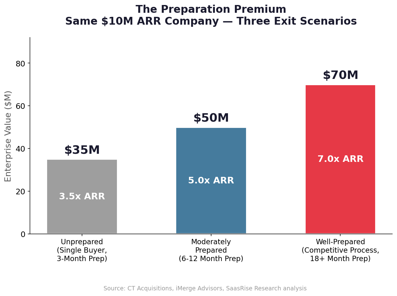 The Preparation Premium — Three Exit Scenarios