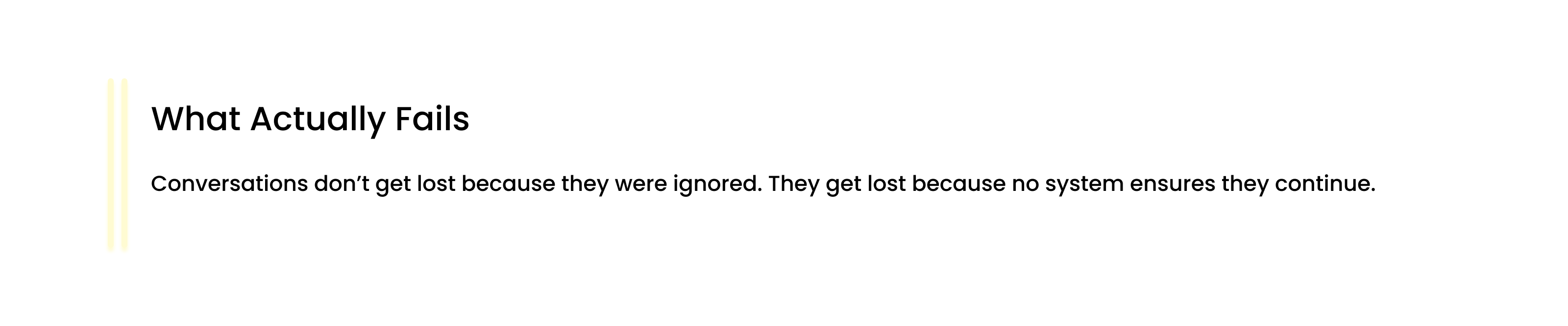 Callout card summarizing key takeaways about how customer conversations are lost due to gaps in ownership visibility and follow-up