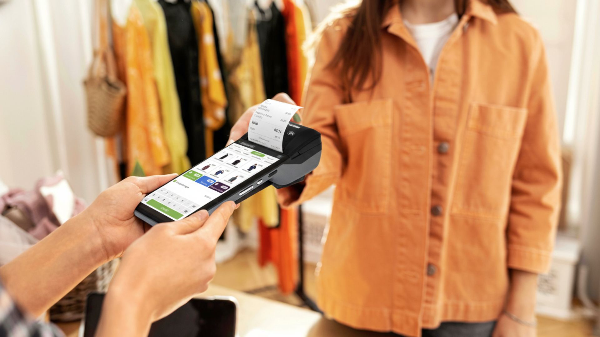 Factura Verifactu 2026 con código QR generada por TPV Hiopos en tienda de moda