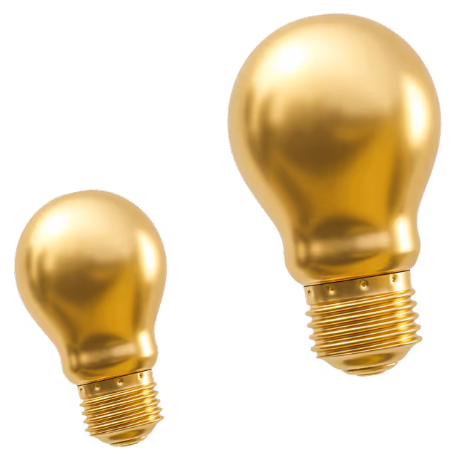 Gold light bulb figurines.