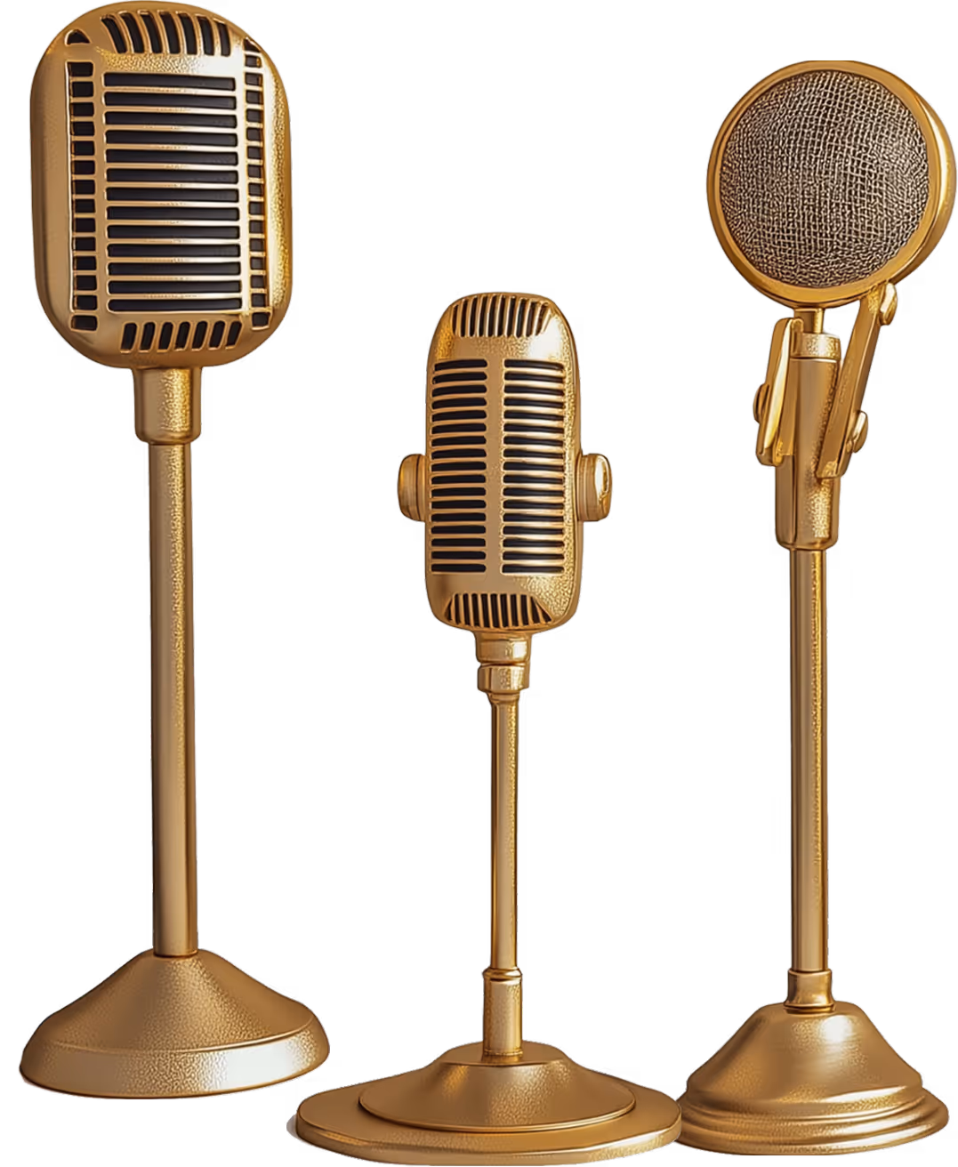 Gold microphone figurines.