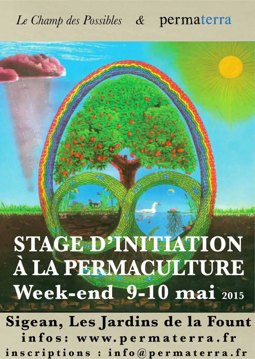 Affiche pour l'évènement d'un cours de permaculture à Permaterra en 2015