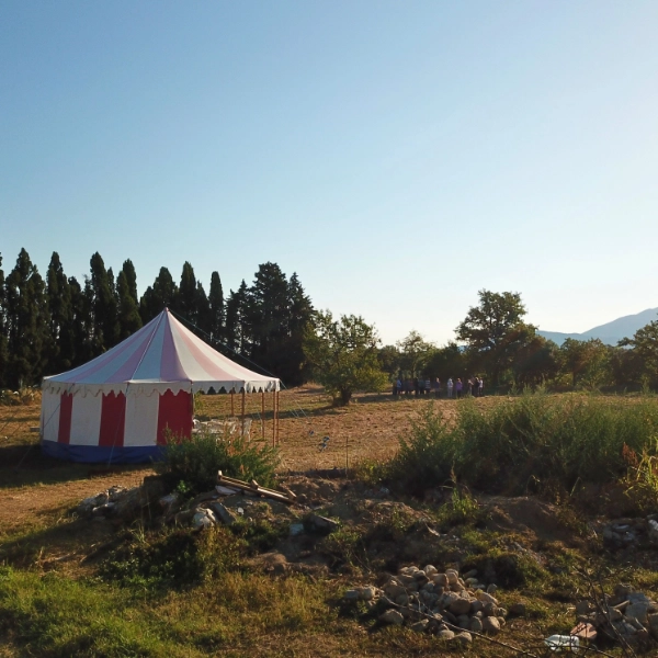 Photo du Permacamp en août 2014 pour un cours de design en Permaculture et ateliers à La saladou dans les Pyrénées-orientales.