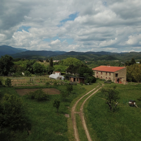 Vue aérienne du Mas Alavall à Céret 66.