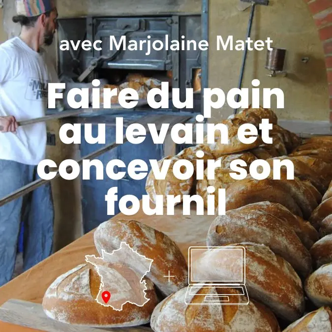 Photo d'un fournil et d'un four à pain qui illustre la formation de Permaterra, faire du pain au levain et concevoir son fournil.