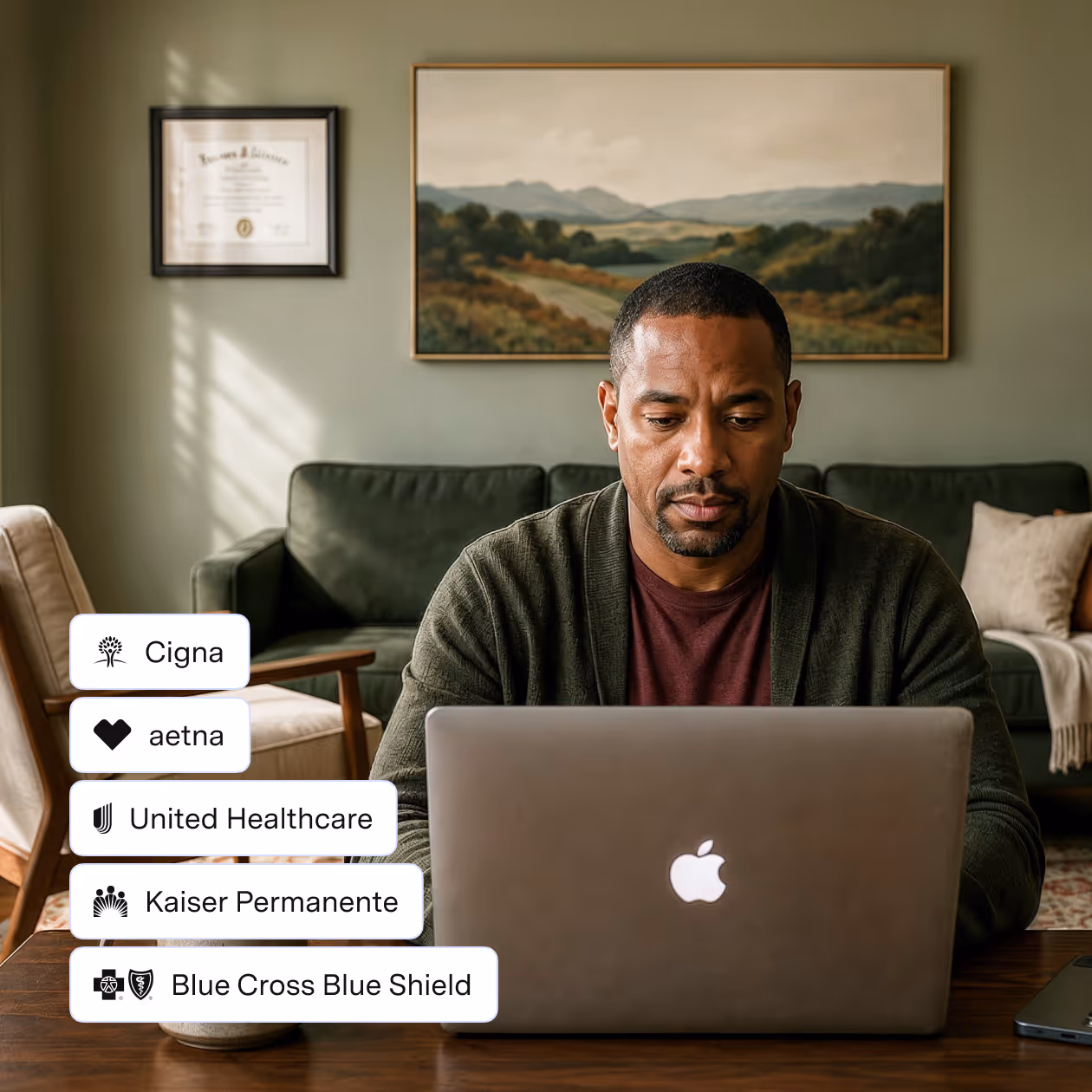 Therapist reviewing credentialing paperwork