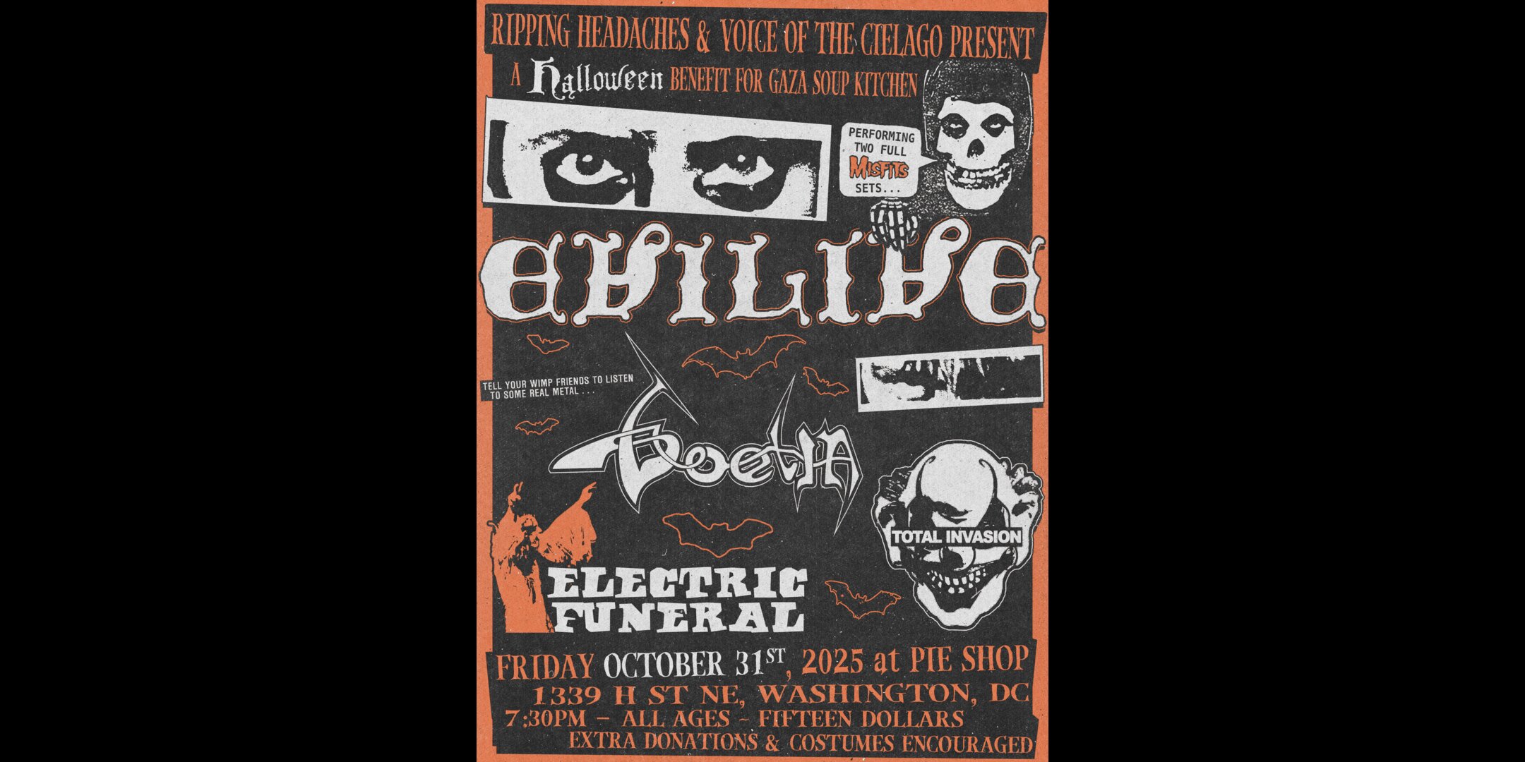 Halloween cover show w/ Evilive (2 Misfits sets!), Goetia (Venom), Electric Funeral (Black Sabbath), Total Invasion (Killing Joke)
