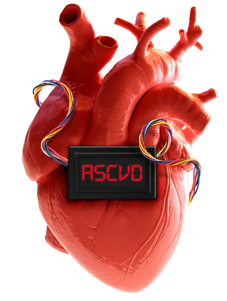 Heart with a timer attached to it reading ASCVD