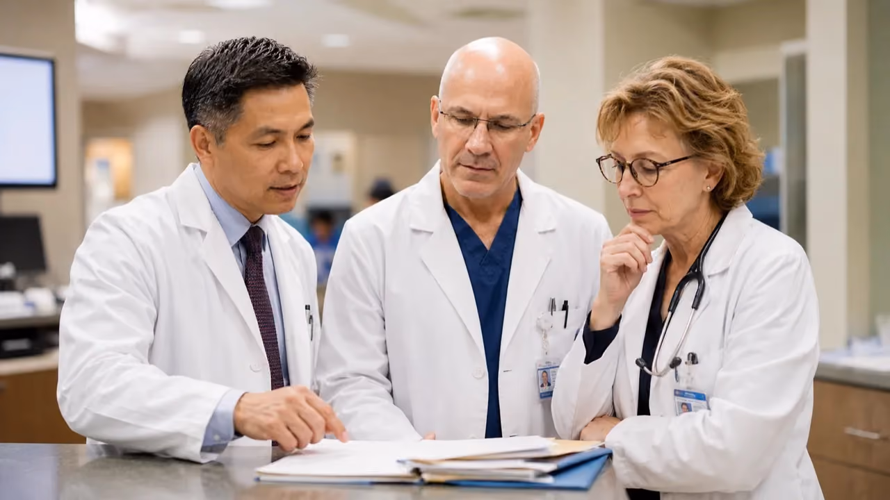 Texas physicians reviewing a treatment plan