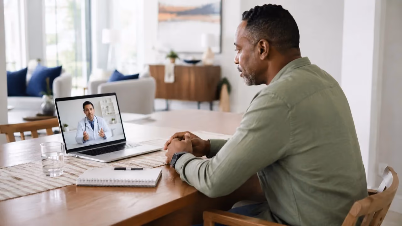 Patient on a video call with a physician