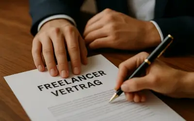 Freelancer Vertrag wird unterzeichnet