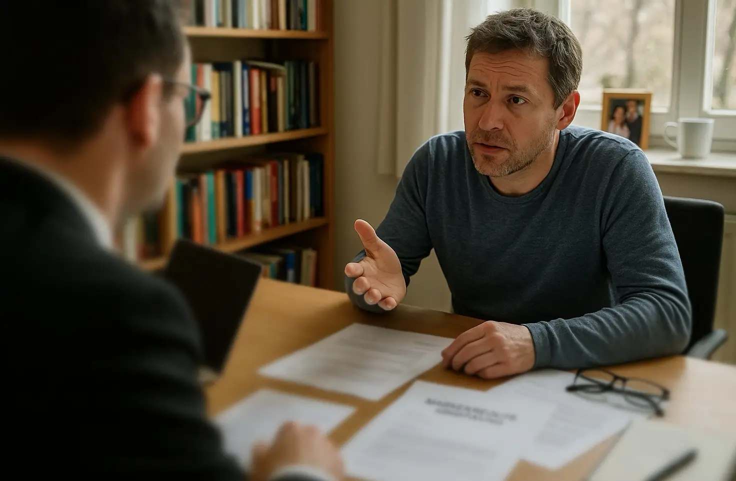 Anwalt bespricht Markenrechts-Abmahnung mit Mandant
