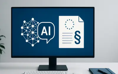 Symbolische Darstellung für KI Verordnung auf Bildschirm