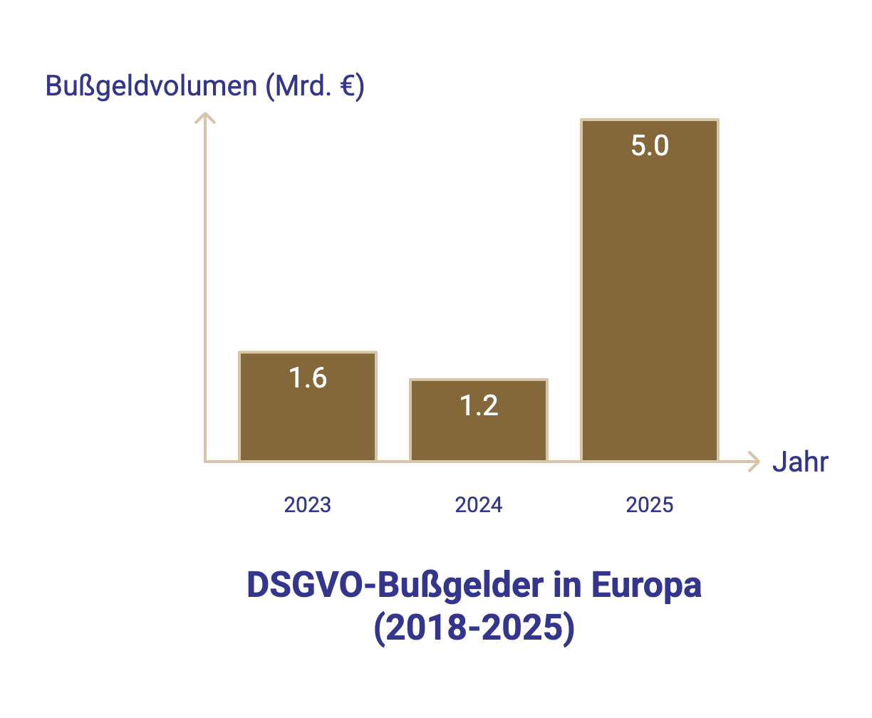 DSGVO Bußgeldvolumen Entwicklung Balkendagramm