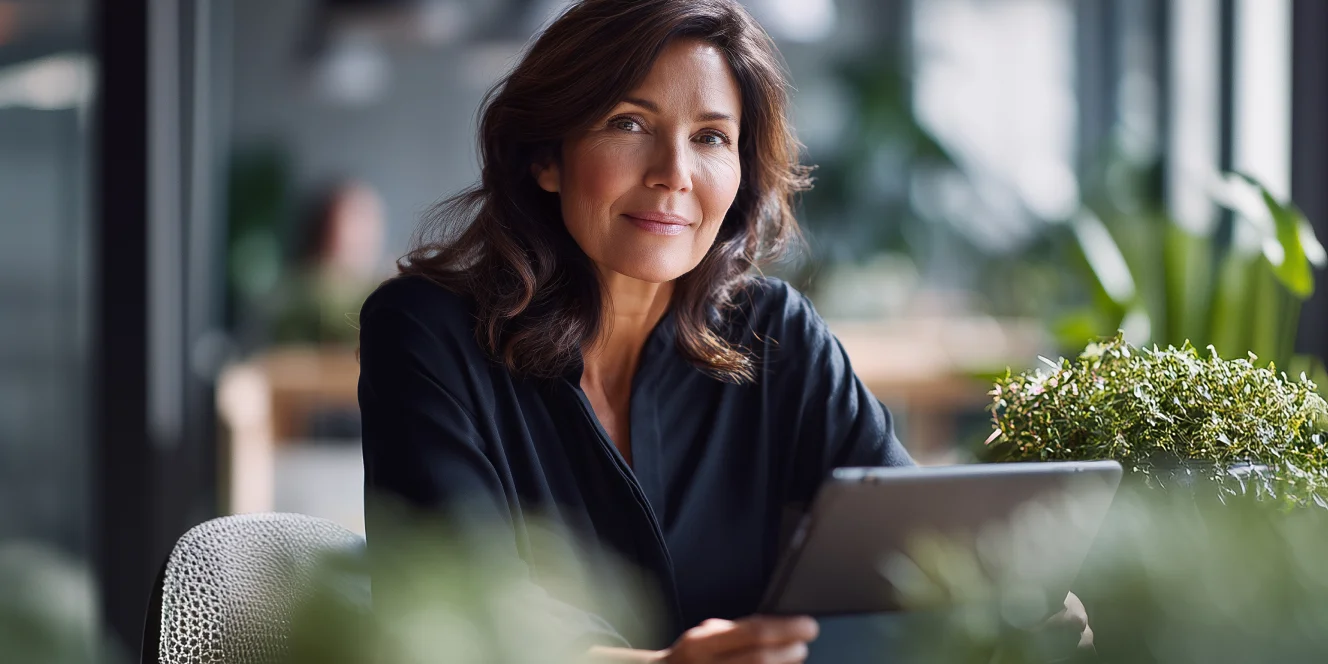 Woman listening with headphones