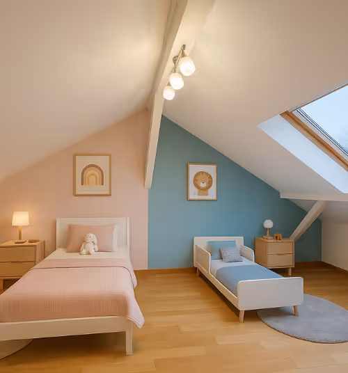 Chambre moderne enfant sous combles