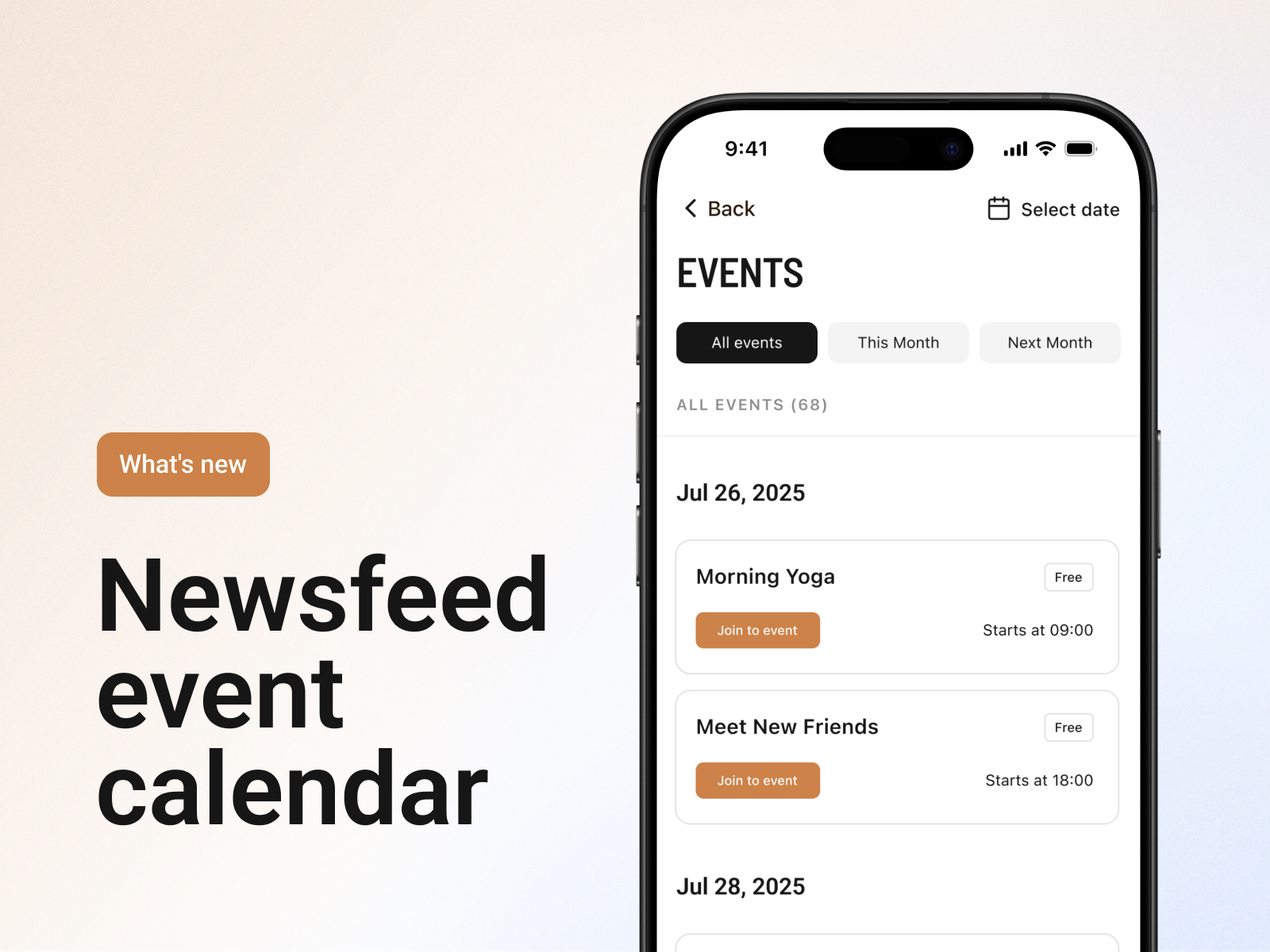 spaceflow app event calendar preview