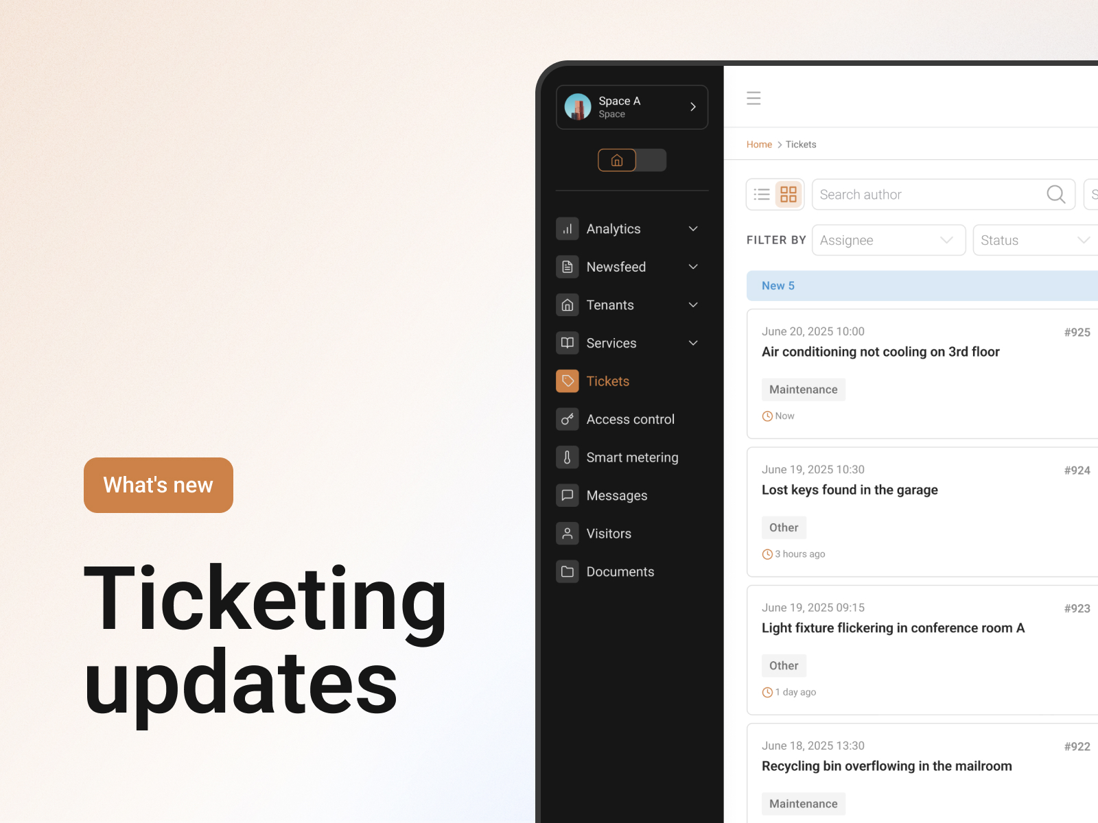 updates to the ticketing dashboard for admins