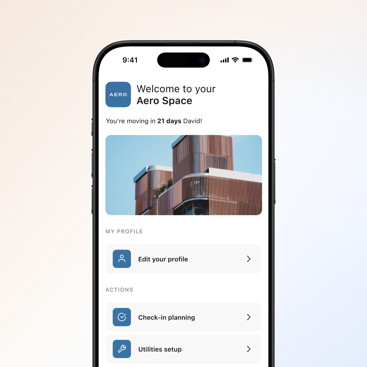 The customized pre-move-in app environment of the Spaceflow platform